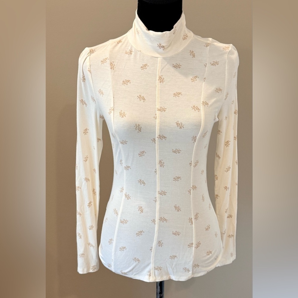 Women’s HILL HOUSE The Temi Top- Long sleeve fitted paisley turtleneck- Size S - Picture 4 of 8